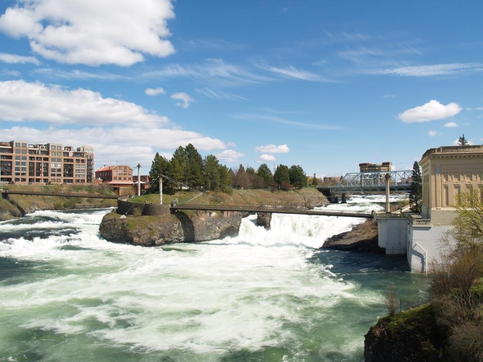 Spokane River Flow Requirements Upper Falls o Spill 320 cfs for aesthetics during the day o Spill 100 cfs at night Monroe Street o Spill 200 cfs for aesthetics