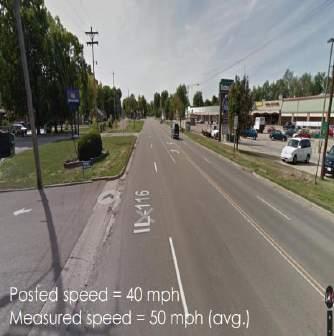 W. Harmon Hwy, Peoria Ashland Ave., Chicago Figure 29. Example locations where observed speeds were higher than the posted limit.5.3.