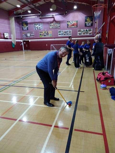 Mr Secretary lends a helping hand! Our Honoury Secretary Jim Butlin assisted Club Manager John Jackson in delivering two golf coaching sessions on a recent visit to Ashton on Mersey Secondary School.