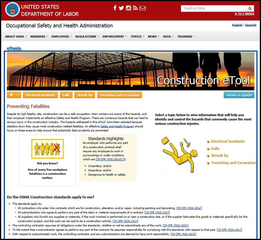 Resources OSHA Hospital e-tool