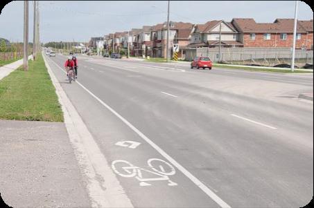 lanes, or restriping four travel lanes to three travel lanes plus bike lanes, or easily include in new roadway designs Cyclists follow the rules of the road Safer for cyclists, particularly when