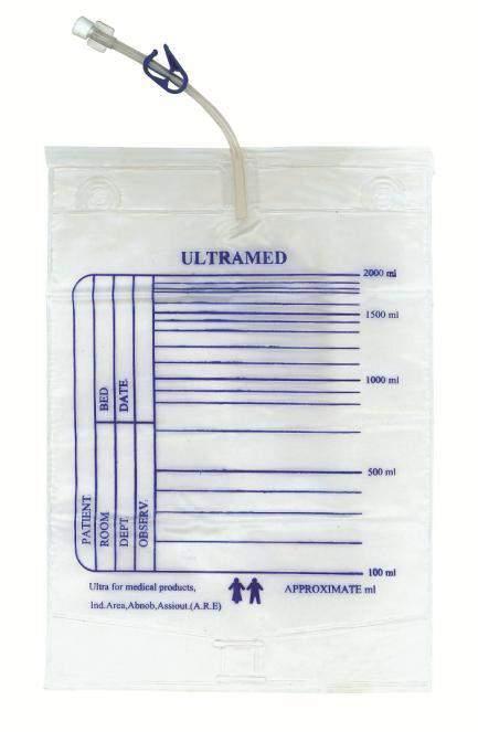 E. Urine Collection Bag without Outlet (Empty Bag) Code No.: 3009 For short term urine collection. With top inlet. Capacity 2000 ml. Soft and kink resistant PVC tubing.
