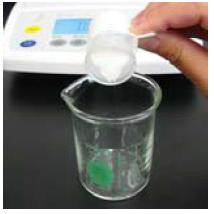 Weighing by Difference, 2 Step 3: Remove the cap from the sample bottle and tip the bottle over the receiving container (i.e., beaker, flask, etc.).