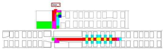 Fig 7: Population density at 30 seconds At 75 seconds, compartment of the coach R8 lower deck has been evacuated.