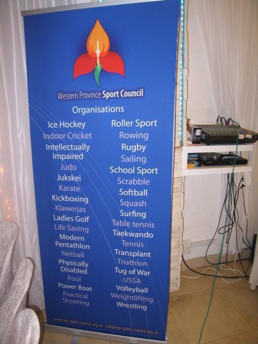 Some of the sports supported by WC Sports Council and DCAS This achievement needs to be seen in the context that there are more than sixty sports codes in the Western Cape and sailing through the