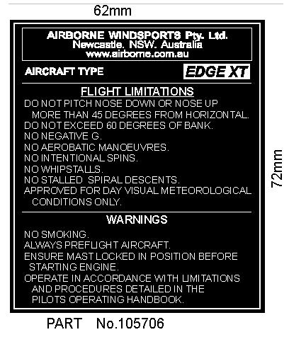 AirBorne WindSports Pty. Ltd. SECTION 2 Pilot s Operating Handbook Edge XT 912 Streak / Cruze LIMITATIONS 2.