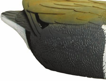 Details such as feathers are molded into the plastic for ridges and grooves that