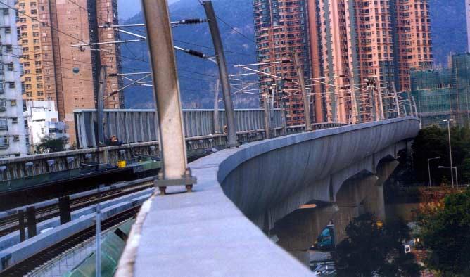 Completed sections of viaduct crossing the junction of Lion Rock Tunnel Road