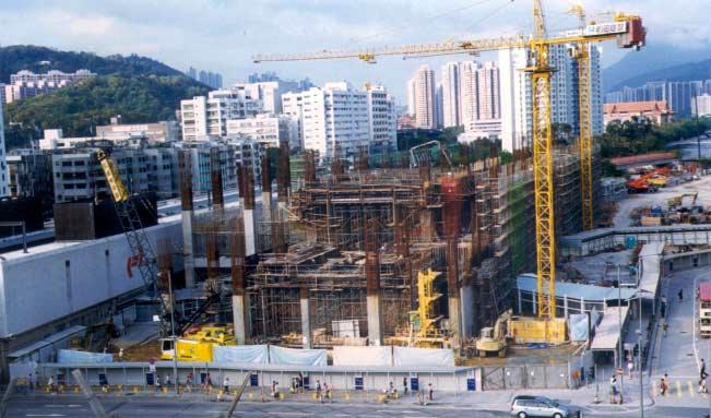 Construction of the Ma On Shan Line Tai Wai Station.