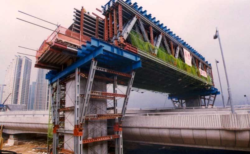 Construction of the Portal Beams for the Viaduct Falsework erected for
