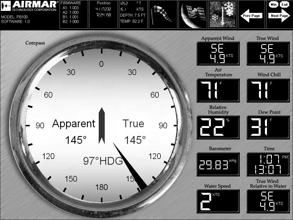 The Large Compass and Digital Display Page Click the Next Page arrow at the top right of the screen to go to the Large Compass and Digital Display Page.