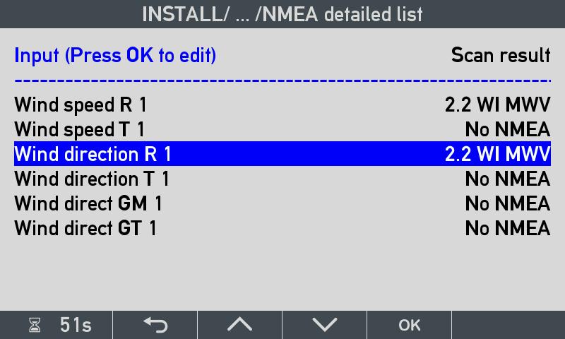 Note: No NMEA data for dimmer, speed and compass (heading) is needed in this configuration so it is quite okay that the indications are red.