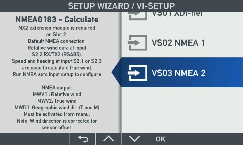 When using this profile, NMEA wind data can be retransmitted to the NMEA output (S2.1).