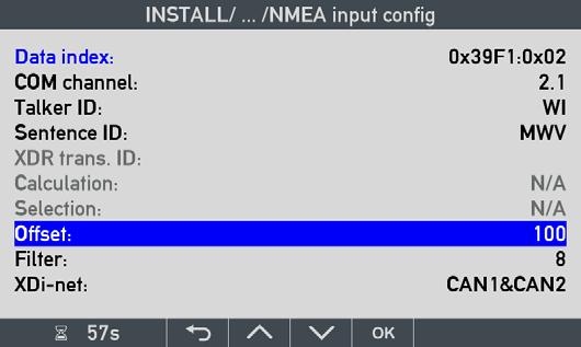 Select the Offset: line and insert the angle correction. Be aware that the XDi is using 0.1 resolution of the angle, so a positive angle correction of +10.0 degrees must be entered as 100.