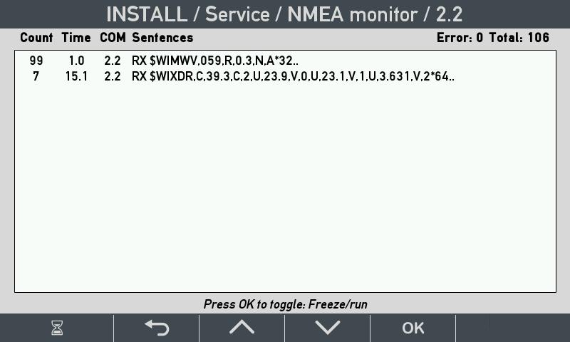 Appendix 3 - Troubleshooting NMEA monitor XDi has a built-in monitor function that can present all NMEA sentences received (RX) from devices connected to one of the NMEA inputs on an NX2 module.