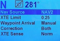 Basic Operations Nav Menu The Nav menu contains a number of parameters used when operating the autopilot in NAV mode. To access the Nav menu, double-press the NAV button.
