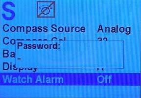 Advanced Operations Entering the Password When you attempt to change the Watch Alarm timer, (highlight Watch Alarm in the Standby menu, then turn the COURSE KNOB in either direction), the Control