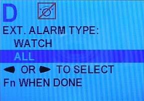 This is where you choose whether you want to activate the External Alarm Output for all alarms and error messages, or just when the Watch Alarm has not been answered.