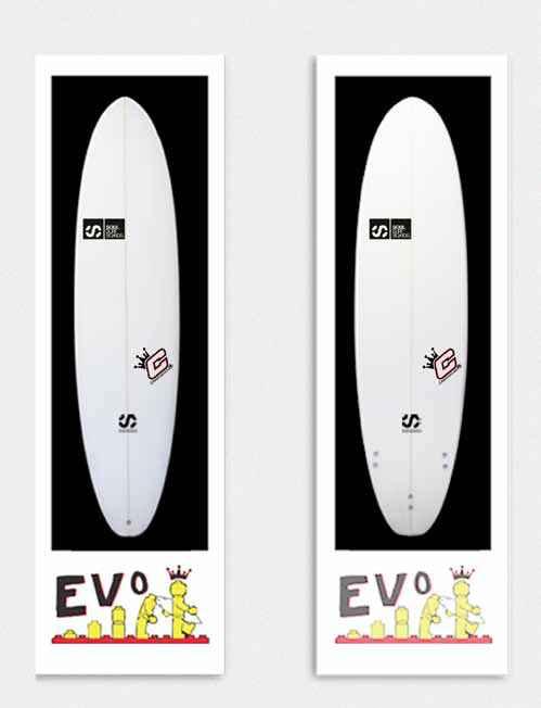 clayton evo //fundboard small wave fun The Evo is a mid range board that paddles well and catches waves in crowded surf for all sizes without sacrificing manoeuvrability and the curvy outlines keeps