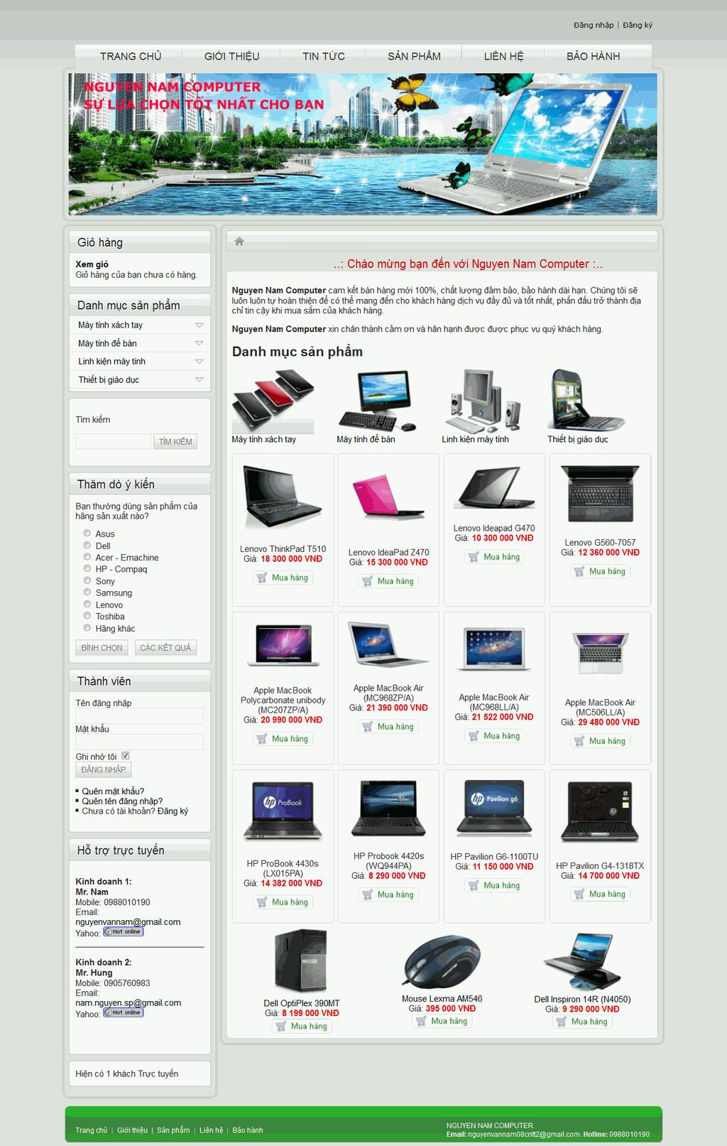 3.4. Giao diện website bán máy tính qua mạng 3.4.1. Trang chủ Hình 3.
