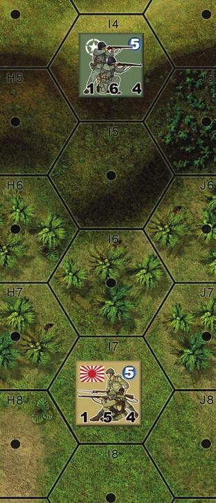 one-hex shadow that blocks/degrades LOS to units located directly behind them.