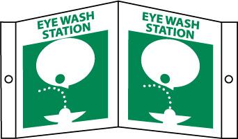 Eye Wash stations Outside the door of each Laboratory section, that has an eyewash station, is a sign that looks similar to this- The eye wash station