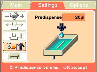 Routine Operation Protocol settings Predispensing volume You can change the predispensing volume the volume that is automatically dispensed before the start of plate filling, if necessary.