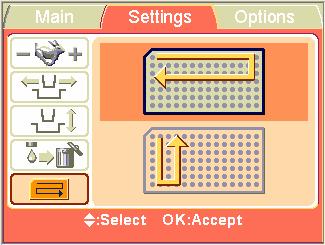 Row wise direction Column wise direction Use the Up and Down arrow keys to set the dispensing direction, row wise or column wise.