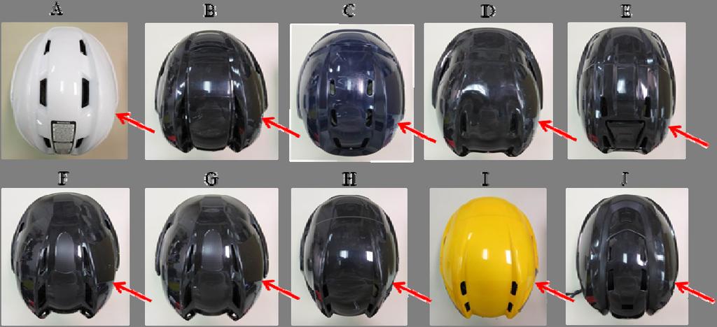 IRC-14-17 IRCOBI Conference 2014 *3D structure refers to three dimensional structure that used thermoplastic polyurethane as the material. Figure 4. Top down view of the geometry of each helmet.