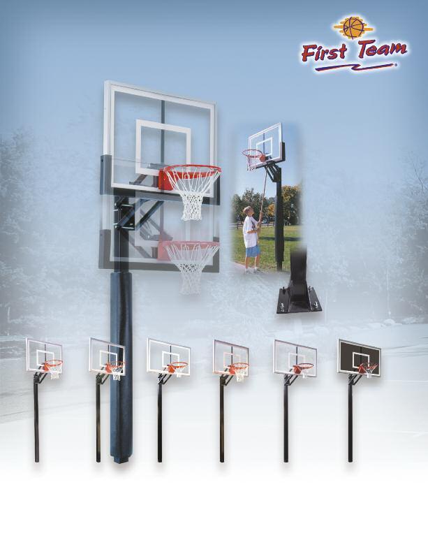Backboards available in acrylic or glass Super strength flex goals are direct mounted to eliminate backboard stress Optional bolt-on TuffGuard backboard padding available in several colors Insta-Just