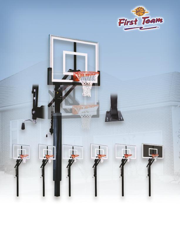 Backboards available in acrylic or glass Super strength flex goals are direct mounted to eliminate any chance of backboard breakage Optional bolt-on TuffGuard backboard padding available in several