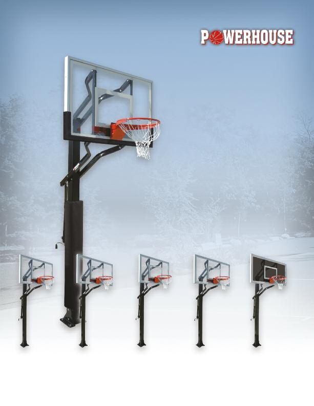 Backboards available in acrylic or glass Breakaway goal included Optional bolt-on TuffGuard backboard padding available in several colors Optional all-weather velcro wrap-around post padding for