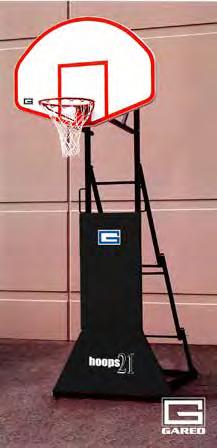 the portable comes with an official size (42 x 72 ) shatter proof glass backboard, our original PRO-MOLD backboard padding, and a positive lock breakaway goal The base is fully padded on three sides