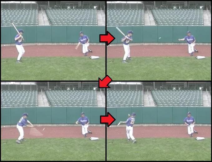 Notice on the high follow-through, that's exactly what you want. Excellent job, Jake. This is the outside pitch soft toss drill.