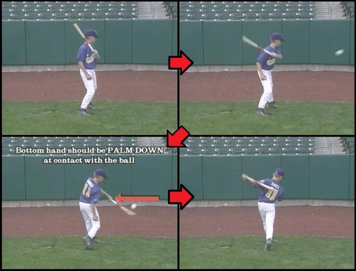 This is a half-bat soft toss drill, or you could use a tee ball bat. The idea is that you're using a bat that is smaller and lighter because we're going to use onehand drills here.