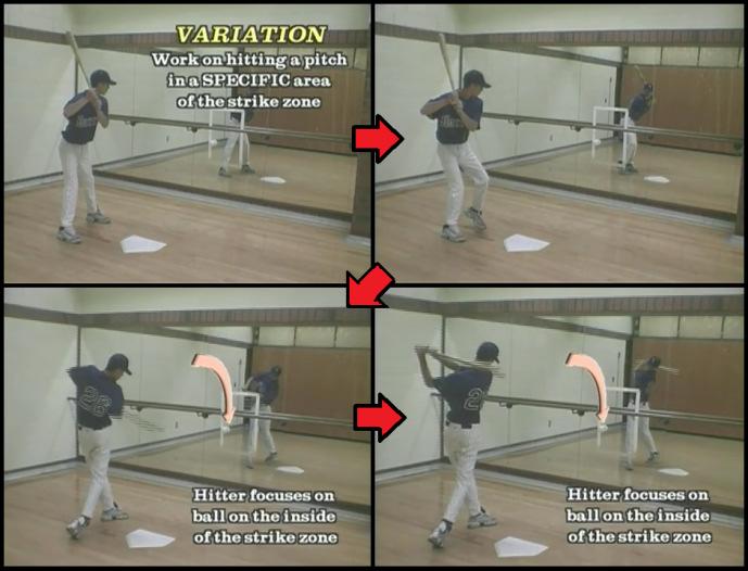 By Taylor going through his swing, he can actually see his hands having to come inside the ball and being able to hit the inside pitch.