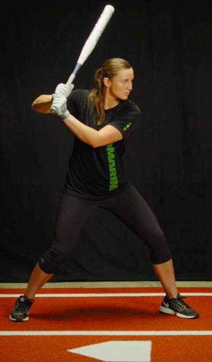 lower than back shoulder Hands at shoulder level Front arm forms a L Knob of the bat facing the catcher Load (Negative Move) Hands and front foot should load in sync