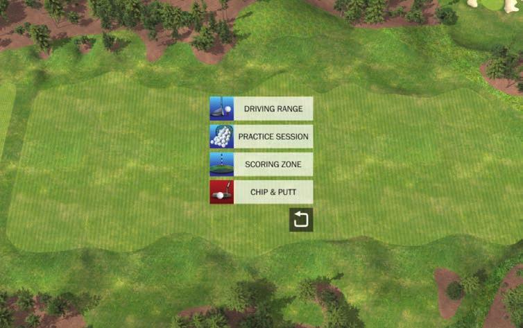 From the MAIN MENU Select then select one of the following options: 1. DRIVING RANGE 2. SESSION 3. SCORING ZONE 4. CHIP & PUTT MULLIGAN: If available, select to rehit without penalty.