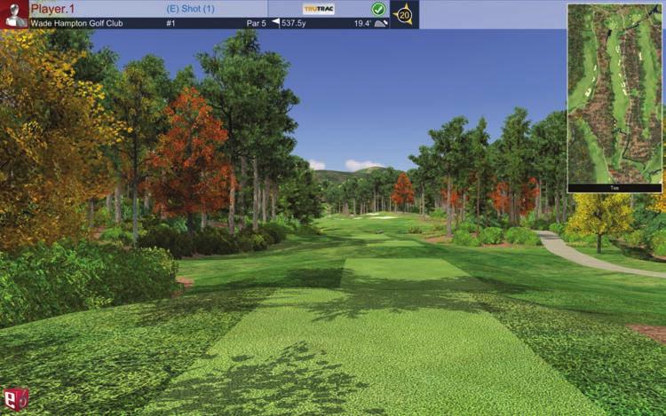PLAYING A ROUND PLAYING A ROUND PLAYING A ROUND ON SCREEN INTERFACE USER INTERFACE: E6 Menu Button Information Box Course Name Hole Par Distance from the ball to the pin Player Name Scoring Shot