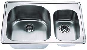 SBG4745 Drop-in SM3322B-R SM3322B-L Drop-in offset double bowl 9 deep large bowl on left, offset drains, and 7 deep