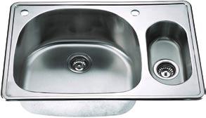 Drop-in SM2522 SBG5448 Drop-In single bowl 9 deep A standard SRB5448 $274 38 $291 *Accessory Description on p. 14 & 16 Knockout hole locations: pre-drilled for single-hole faucet on R/H.