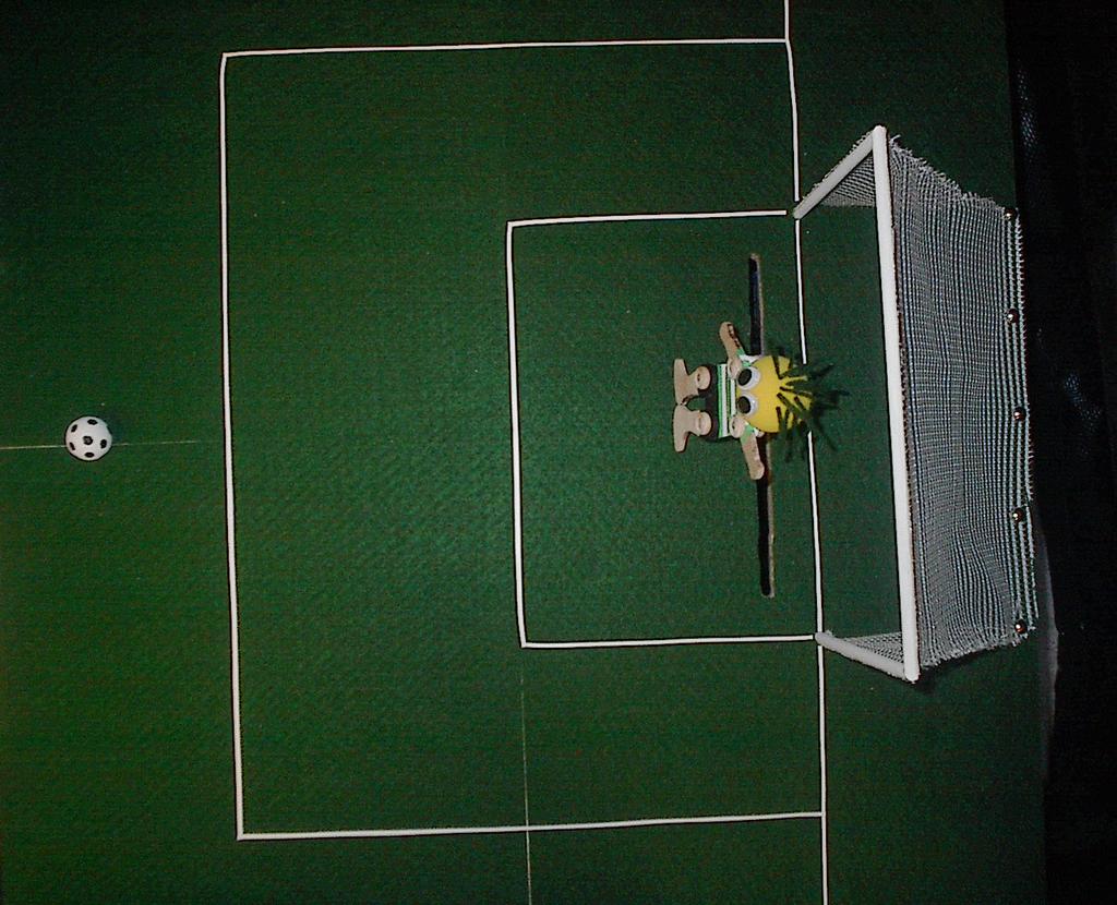 1.0 Abstract The Soccer Guy automaton was created to provide a fun, interactive, simple game. It uses simple mechanical and computational elements to produce an entertaining interactive automaton.