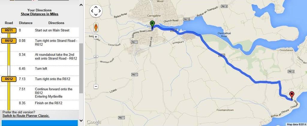 2 DIRECTIONS: Carrigaline to Myrtleville follow the signs to