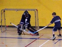 Forwards work offensively and cannot go past the center line into their defensive area. The Goalkeeper has the most difficult job on a hockey floor team.
