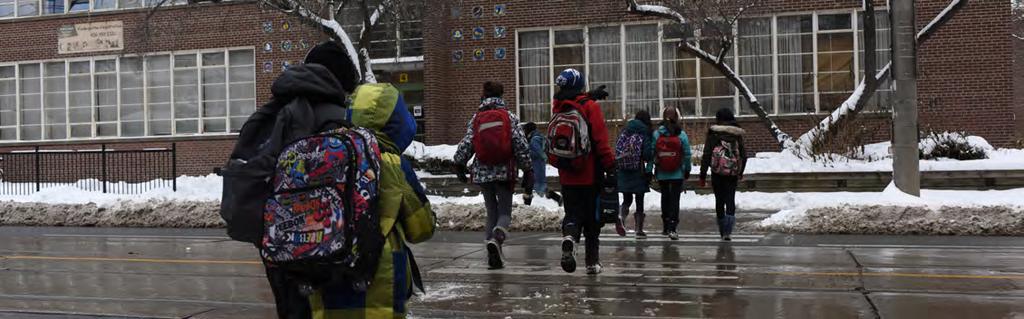 " " In recent years, more and more Toronto schools have been recognizing the beneﬁts of students walking and cycling to school.