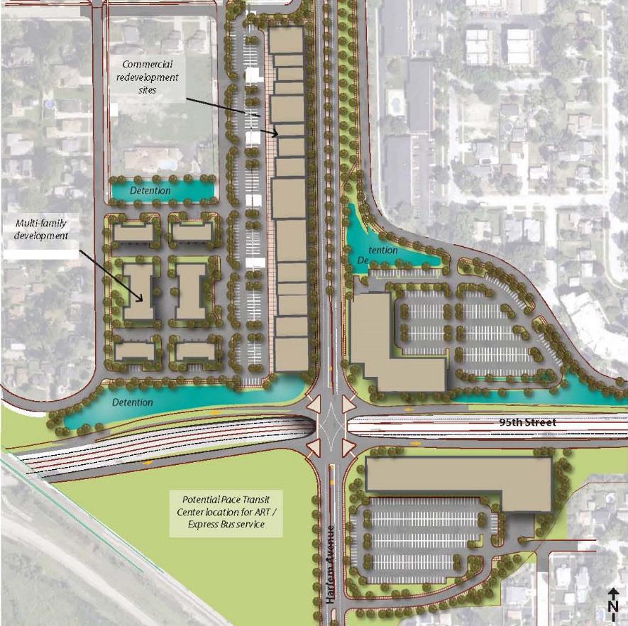 HARLEM AVENUE CORRIDOR Harlem Avenue Corridor Plan A Complete Streets approach was applied to balance the needs of all users Conversion of existing clover leaf interchange with a more efficient