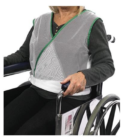 Criss-Crossed Safety Vest This Criss-Crossed Safety Vest prevent the patient from leaning forward while allowing limited freedom of movement.