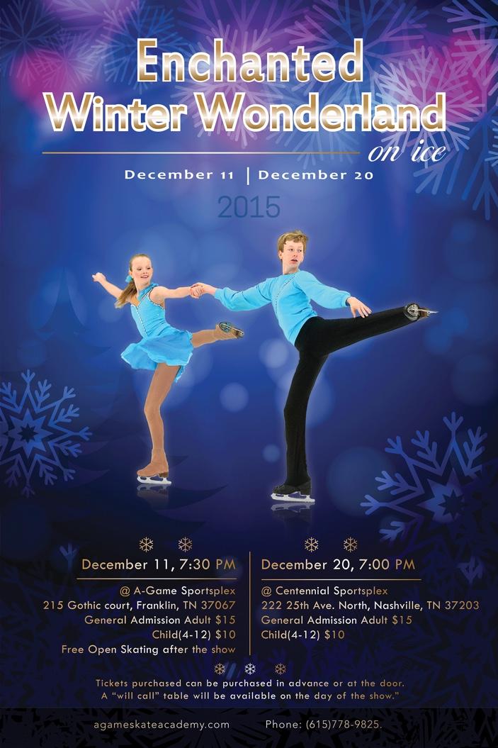 Wonderland on Ice. December 11th at Agame at 7:30 p.m. and December 20th at Centennial Sportsplex at 7:00 p.