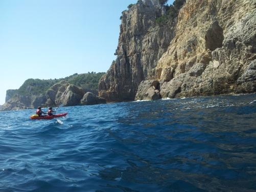 protected area, running by sandy trails we ll get to a remote small beach in between amazing cliffs and clear blue water, there we will have a typical Catalan sandwich, then we will get to the kayaks