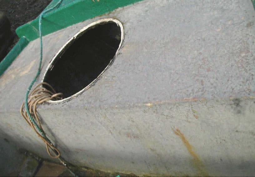 The cut away under the helmsman s seat showing